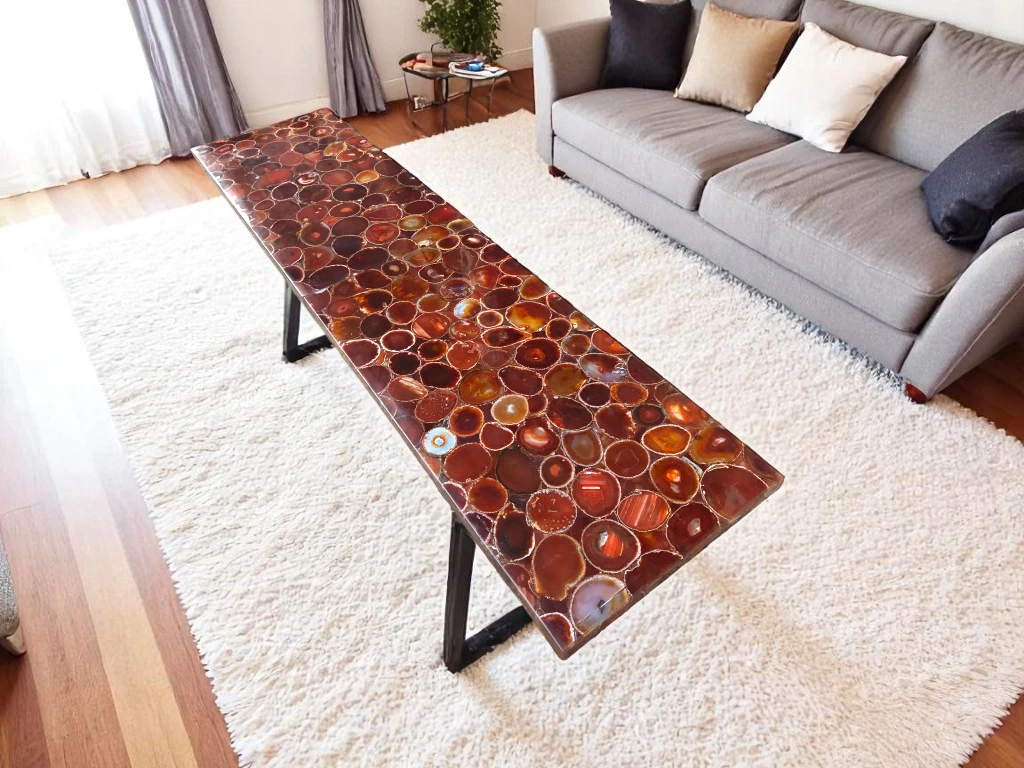 Red Agate Table Top : Natural Stone Elegance for Your Space